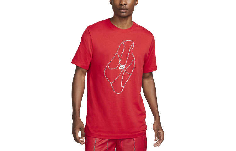 Nike Nike Dri Fit T Shirts Men's Red Crew Neck Moderate Straight Fit