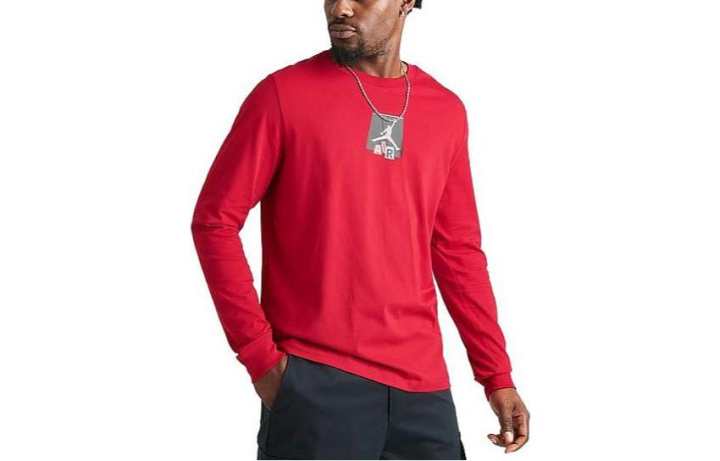 Jordan Jordan T Shirts Men's Red Crew Neck Moderate Straight Fit
