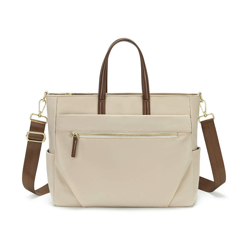 PAYOT Nylon Portable One Shoulder Crossbody Laptop Bag Large Unisex Apricot/Black