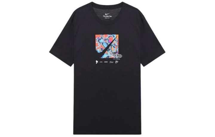 Nike Nike T Shirts Men's Black Crew Neck Moderate Straight Fit