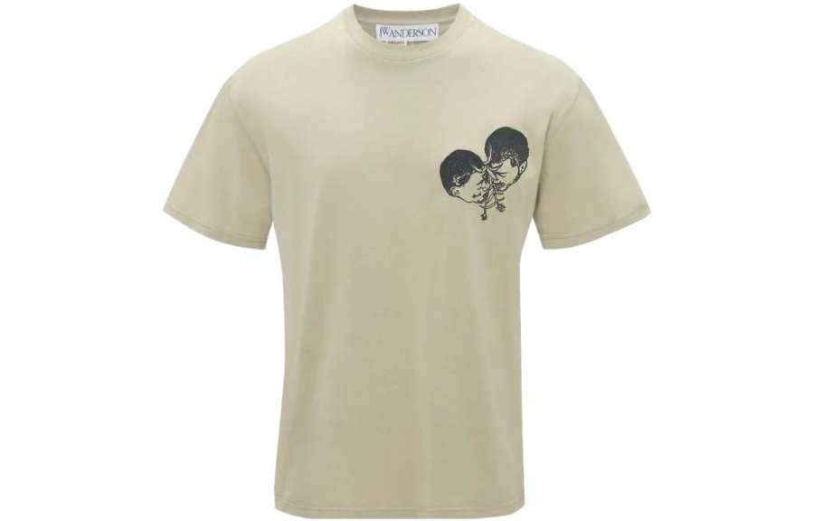 JW Anderson Embroidered T Shirt Pol Anglada Artwork T Shirt Men's Beige