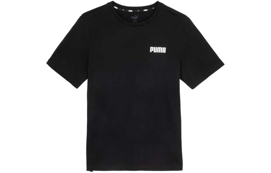 PUMA ESS T Shirts Men's Black Crew Neck Moderate Straight Fit