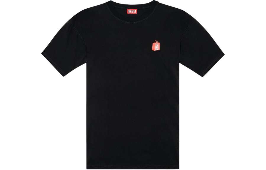 DIESEL T Shirts Men's Black Crew Neck Moderate Straight Fit