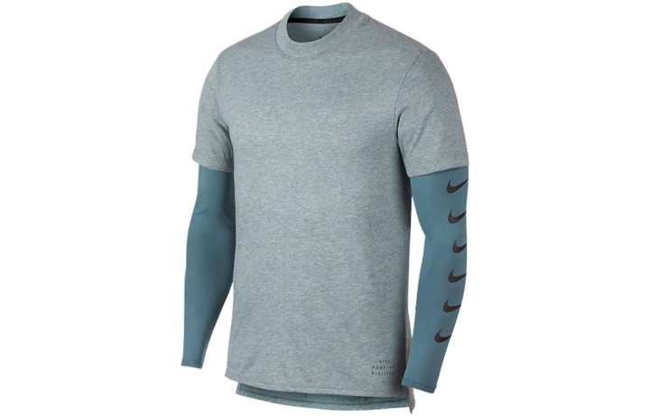 Nike Nike T Shirts Men's Blue Gray Crew Neck Moderate Straight Fit