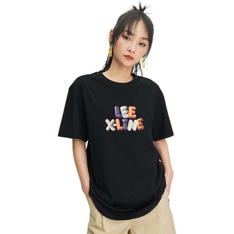Lee T Shirts Unisex Black Crew Neck Moderate Straight Fit