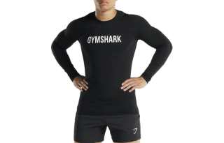 GYMSHARK T Shirts Men's Black Crew Neck Moderate