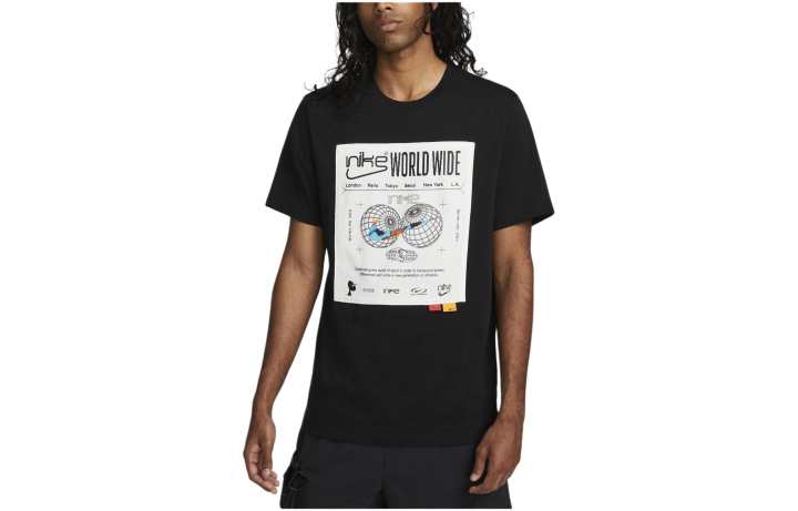 Nike Nike T Shirts Men's Black Crew Neck Moderate Straight Fit