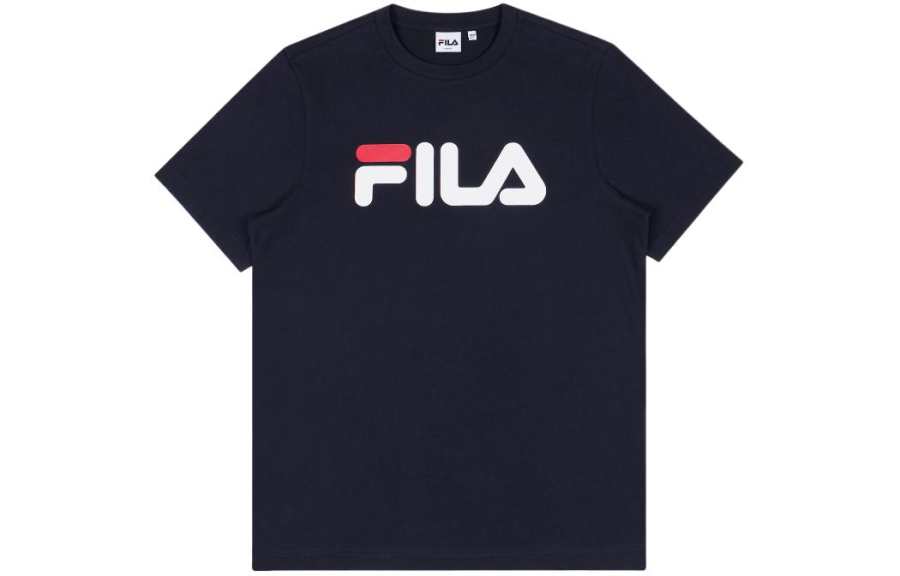 FILA T Shirts Men's Blue Crew Neck Moderate Straight Fit