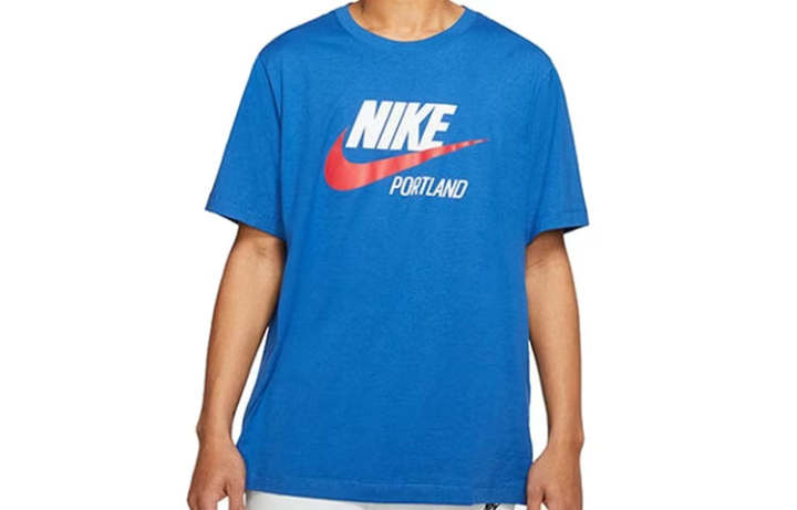 Nike Nike T Shirts Men's Blue Crew Neck Moderate Straight Fit
