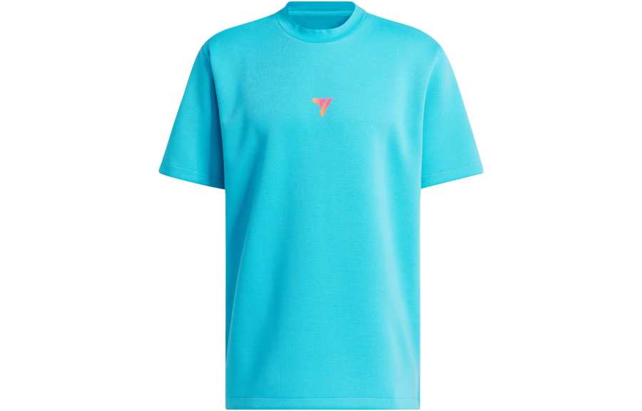 Adidas Adidas T Shirts Men's Cyan Crew Neck Moderate Straight Fit