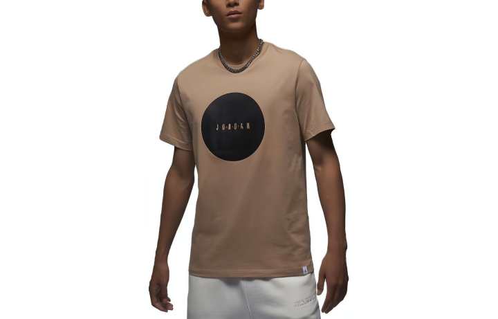 Jordan Jordan T Shirts Men's Khaki Crew Neck Moderate Straight Fit