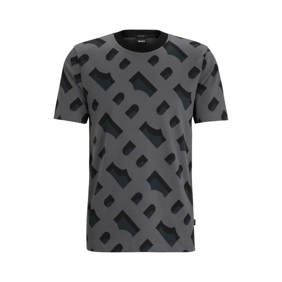HUGO BOSS HUGO BOSS Monogram-pattern Cotton-blend T-shirt