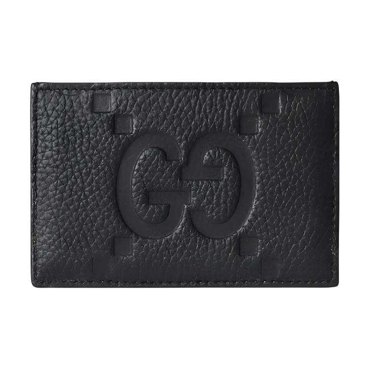 GUCCI Grain Leather Card Holder Large Men's Black