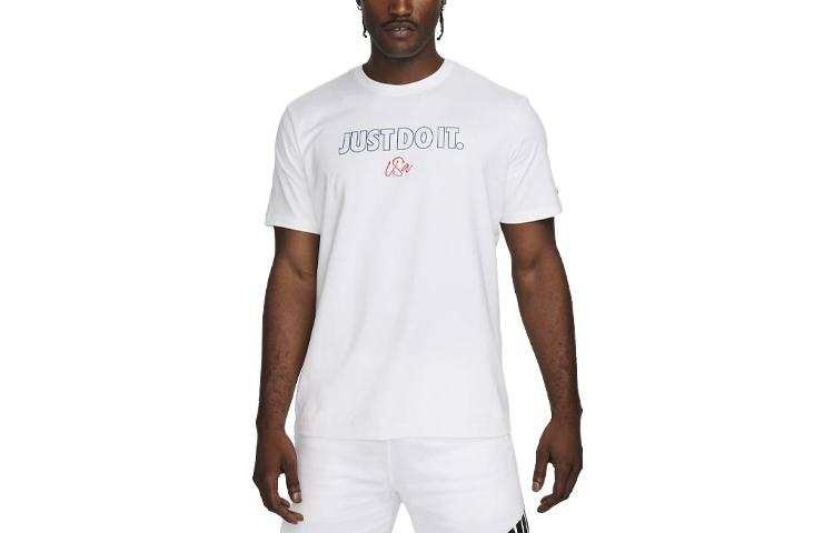 Nike Nike T Shirts Men's White Crew Neck Moderate Straight Fit