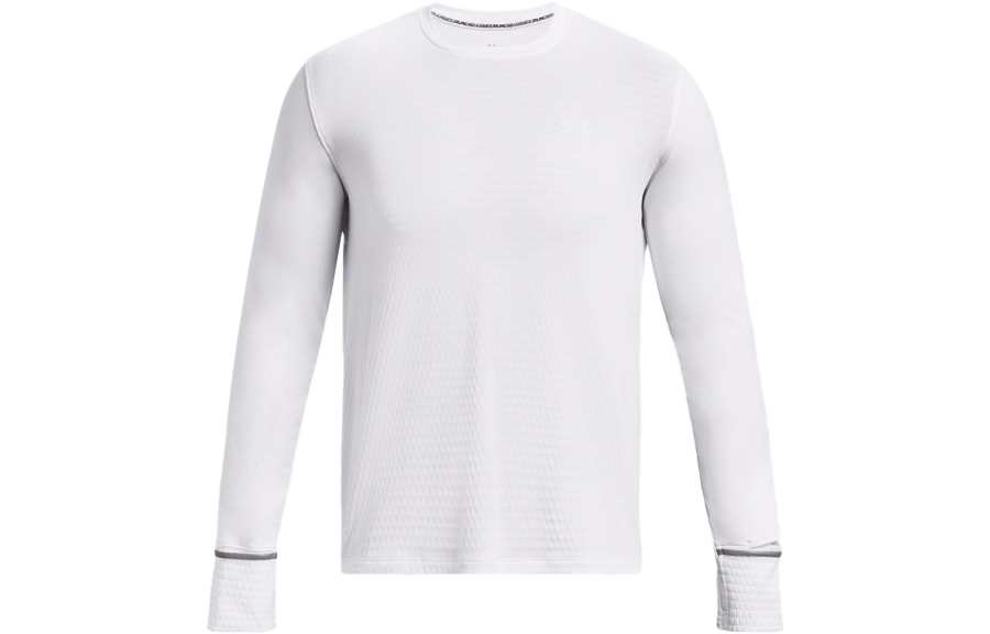 Under Armour Qualifier T Shirts Men's White Crew Neck Thickened And Fleece Lined Straight Fit