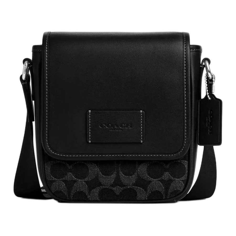 COACH LUCAS Denim With Calfskin Crossbody Bag Mini Men's Silver Black