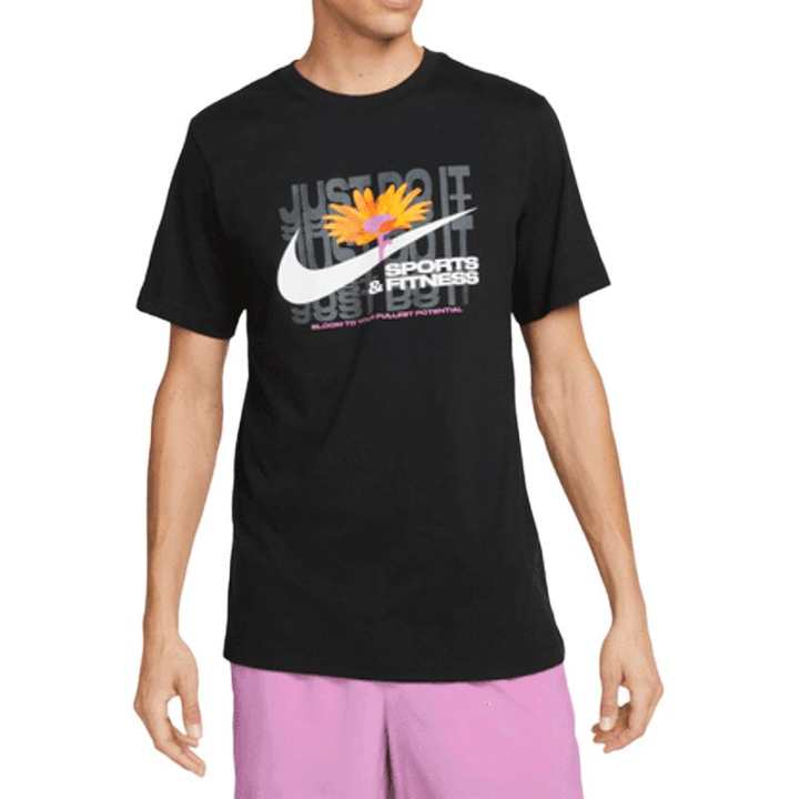 Nike Nike T Shirts Men's Black Crew Neck Moderate Straight Fit