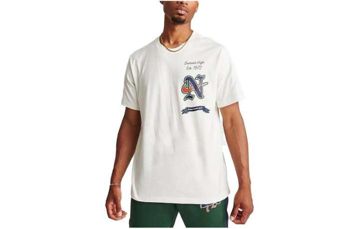 Nike Nike T Shirts Men's Gray White Crew Neck Moderate Straight Fit
