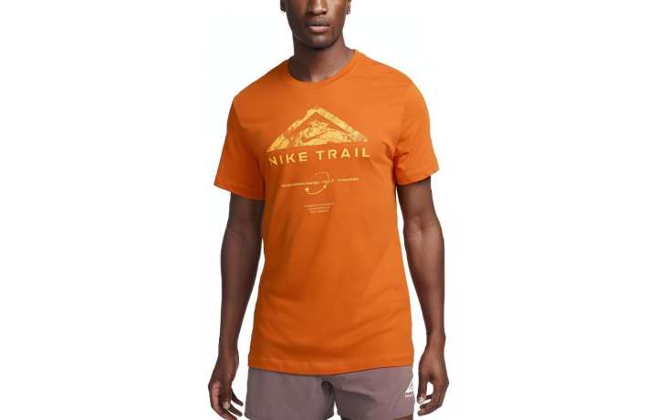 Nike Nike T Shirts Men's Orange Crew Neck Moderate Straight Fit