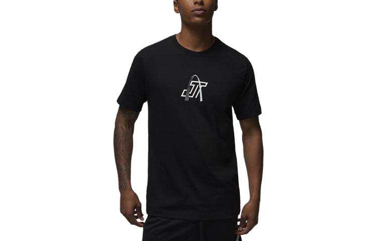 Jordan Jordan T Shirts Men's Black Crew Neck Moderate Straight Fit