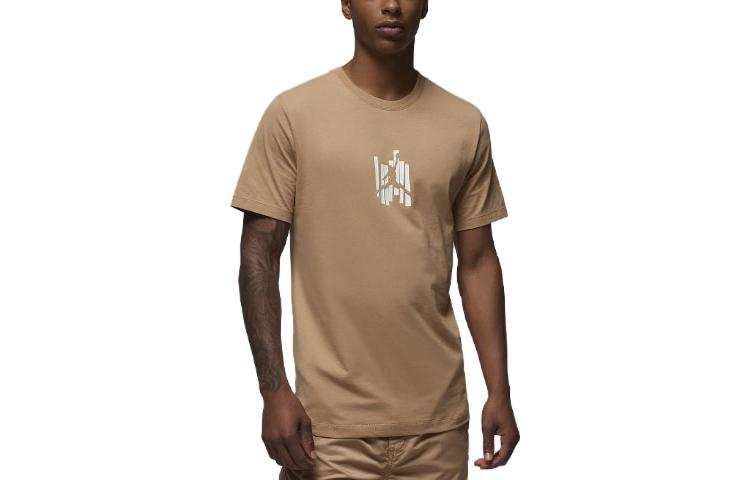 Jordan Jordan T Shirts Men's Khaki Crew Neck Moderate Straight Fit