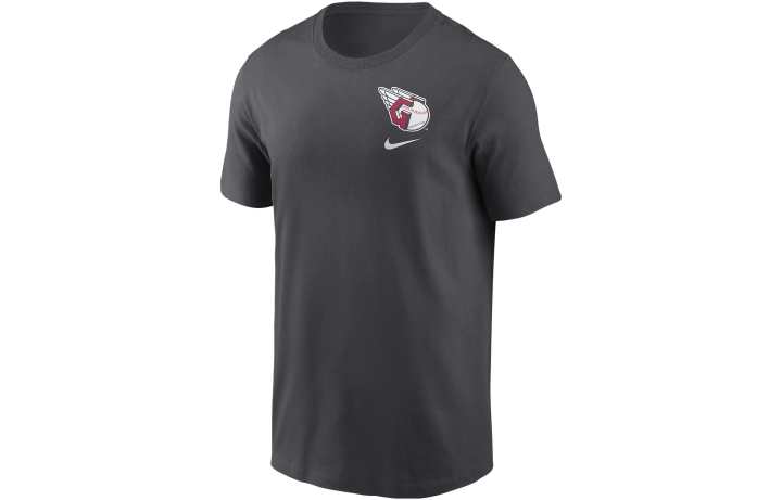 Nike Nike x MLB Collaboration Cleveland Guardians Logo Sketch Bar T Shirt Men's Charcoal Gray