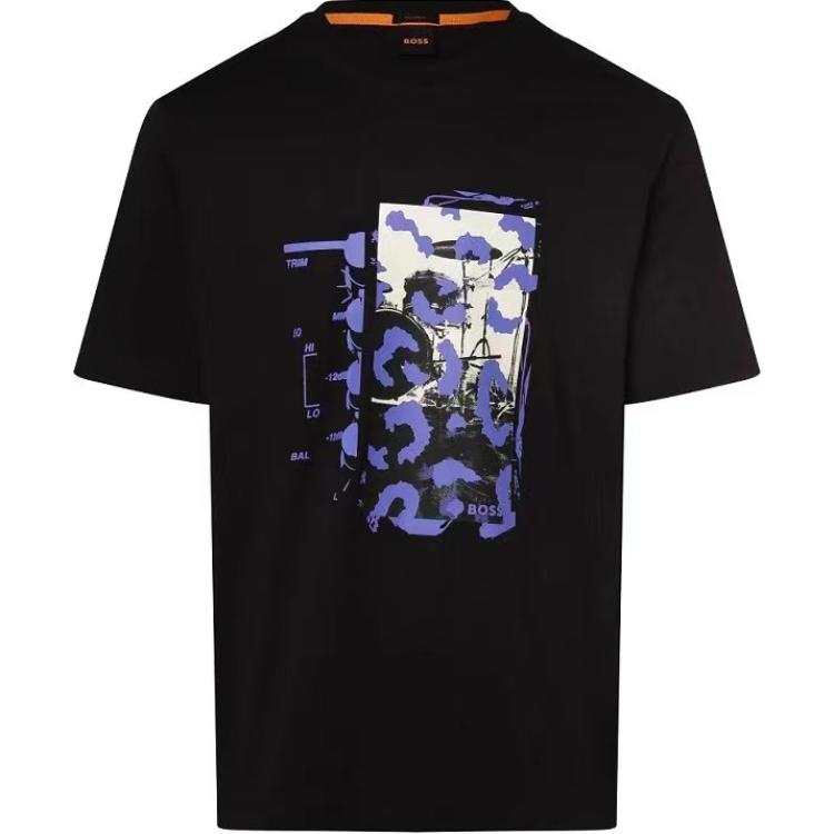 HUGO BOSS T Shirts Men's Black Crew Neck Moderate Straight Fit