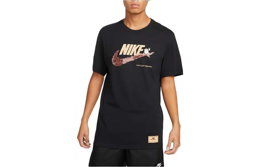 Nike Nike T Shirts Men's Black Crew Neck Moderate Straight Fit