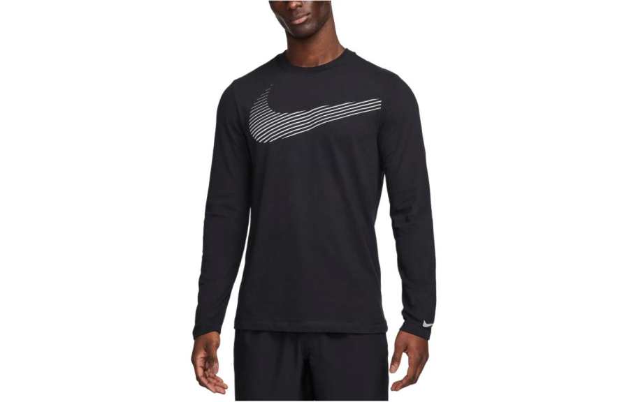 Nike Nike Dri FIT Long Sleeve Fitness T Shirt T Shirt Men's Black