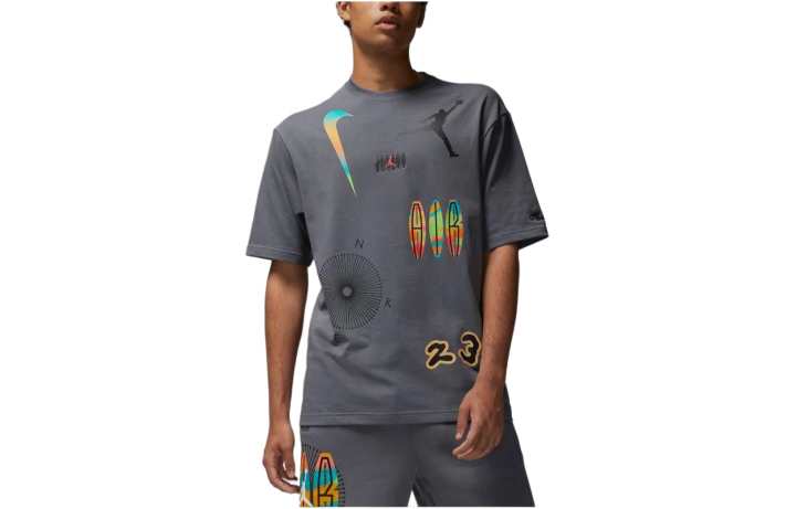 Nike Nike T Shirts Men's Dark Gray Crew Neck Moderate Straight Fit