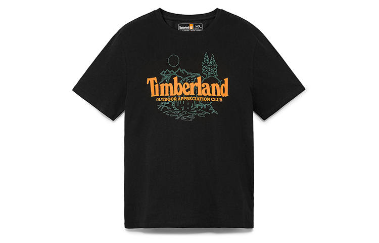 Timberland T Shirts Men's Black Crew Neck Moderate Straight Fit