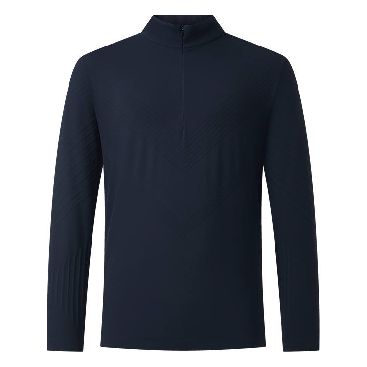 SEPTWOLVES T Shirts Men's Navy Blue Stand Collar Moderate Straight Fit