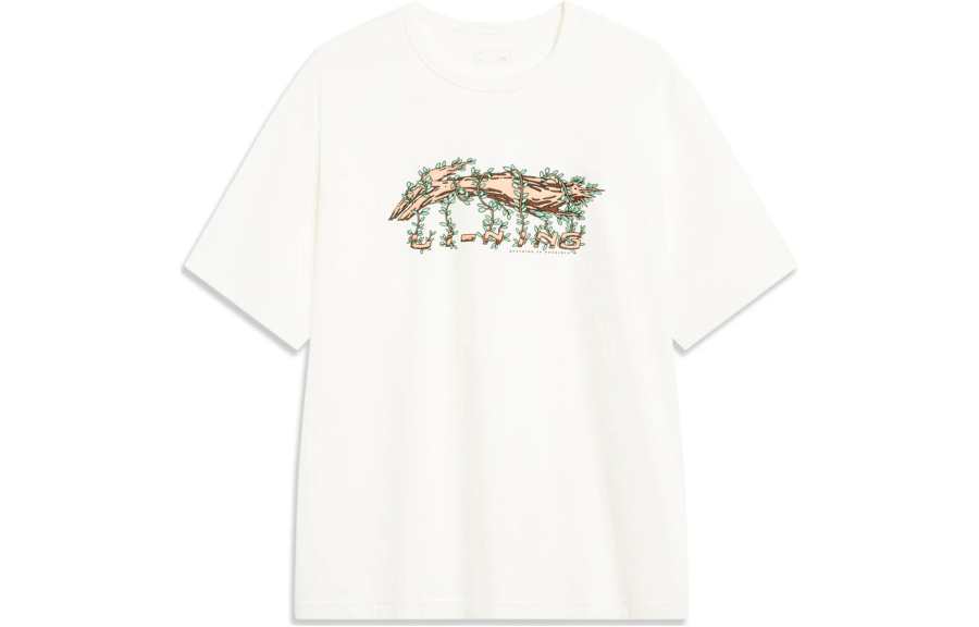 Li-Ning Li Ning Sports Lifestyle Collection Sports Trendy Collection T Shirt Men's Ivory Green Plants