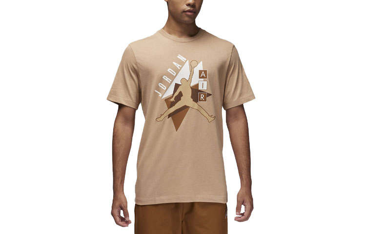 Jordan Jordan T Shirts Men's Khaki Crew Neck Moderate Straight Fit