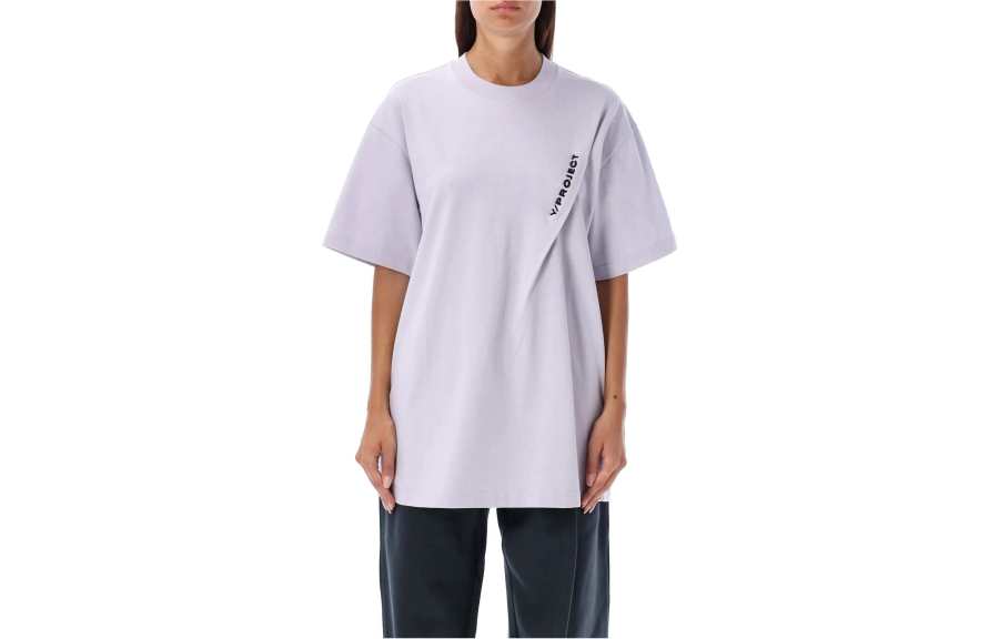 Y/Project T Shirts Men's Purple Crew Neck Moderate Straight Fit