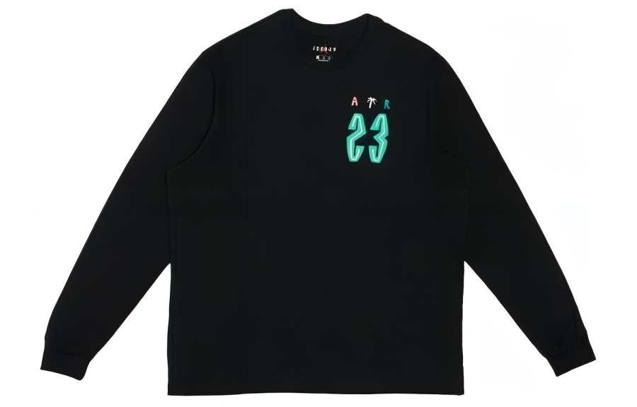 Jordan Jordan T Shirts Men's Black Crew Neck Moderate Straight Fit