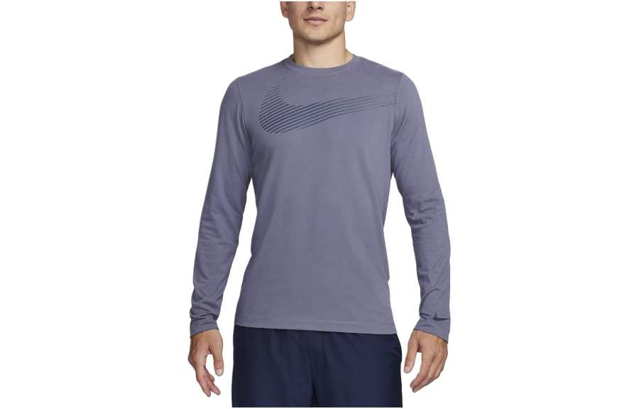 Nike Nike Dri Fit Long Sleeve Fitness T Shirt T Shirt Men's Purple