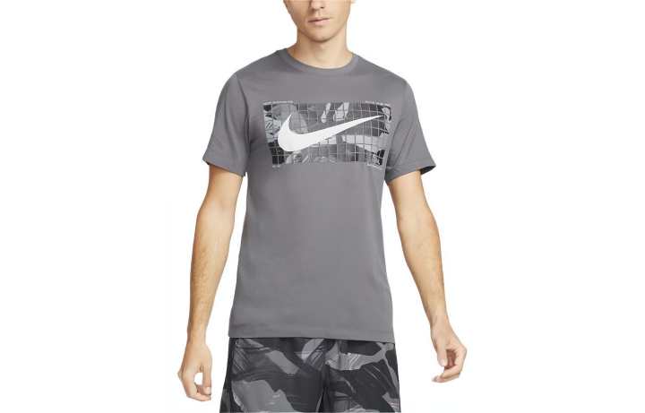 Nike Nike T Shirts Men's Gray Crew Neck Moderate Straight Fit