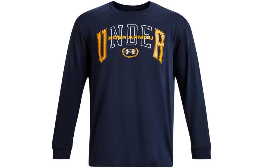 Under Armour T Shirts Men's Marine Blue Crew Neck Moderate Straight Fit