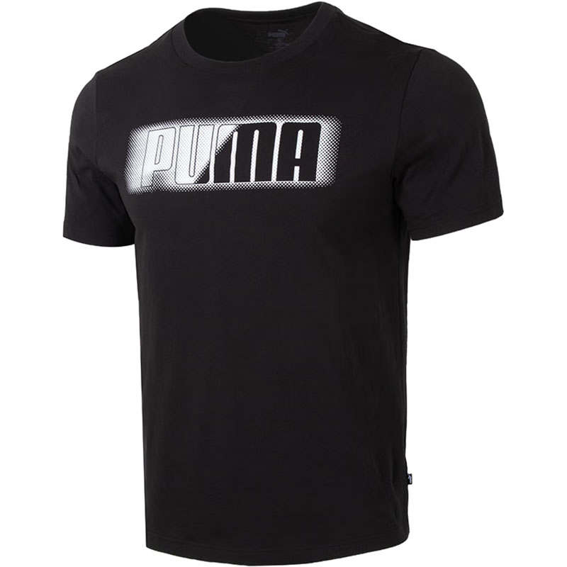 PUMA T Shirts Men's Black Crew Neck Moderate Straight Fit