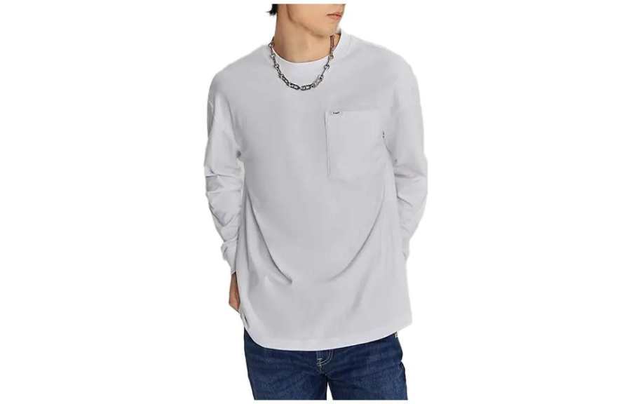 Lee T Shirts Men's White Crew Neck Moderate Straight Fit