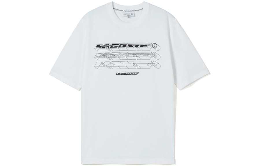 LACOSTE T Shirts Men's White Crew Neck Moderate Straight Fit