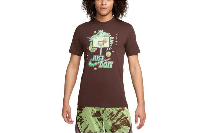Nike Nike T Shirts Men's Brown Crew Neck Moderate