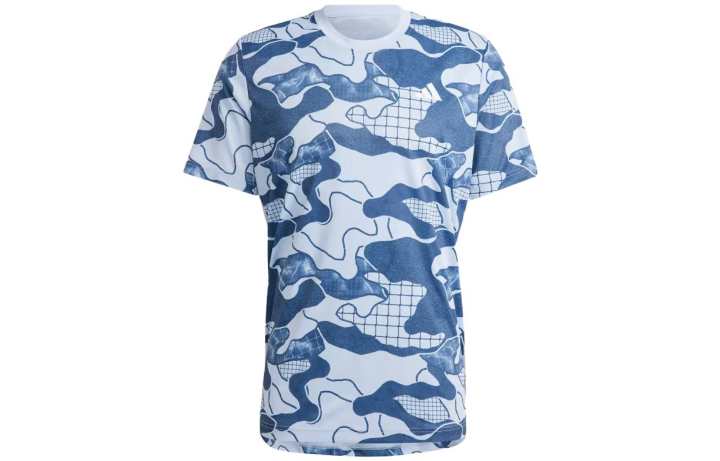 Adidas Adidas T Shirts Men's Blue Crew Neck Moderate Straight Fit
