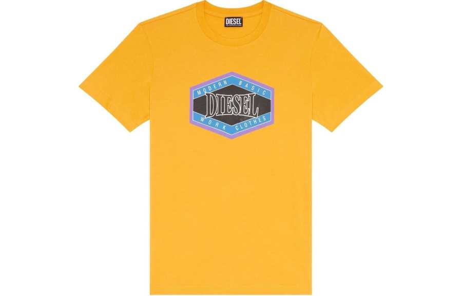 DIESEL T Shirts Men's Yellow Crew Neck Moderate