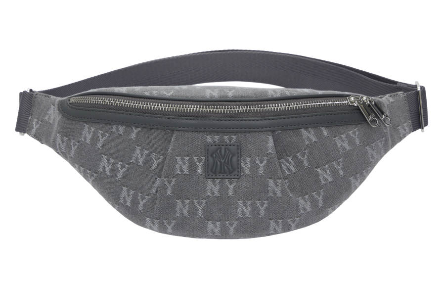 MLB New York Yankees Monogram Cotton Fanny Pack Sling Bag Crossbody Bag Shoulder Bag Zippers Unisex Light Blue/Gray