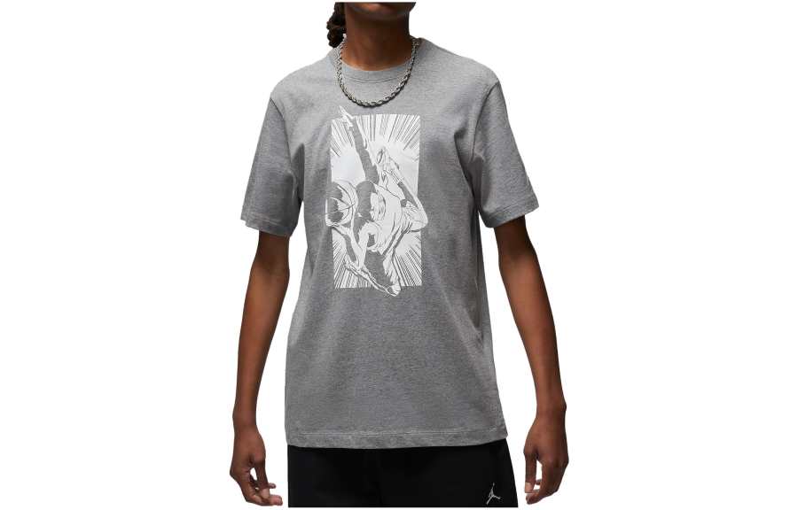 Jordan Jordan T Shirts Men's Gray Crew Neck Moderate Straight Fit