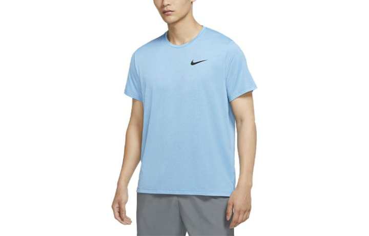 Nike Nike T Shirts Men's Sky Blue Crew Neck Moderate Straight Fit
