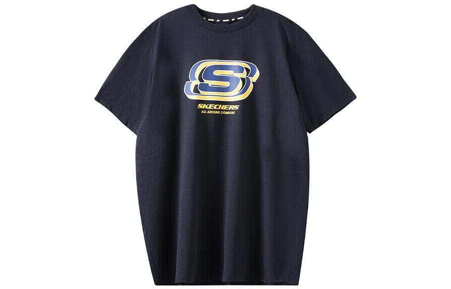 Skechers Colorful T Shirts Unisex Carbon Black Crew Neck Moderate