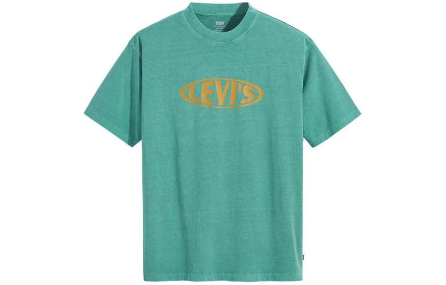 Levis T Shirts Men's Green Crew Neck Moderate